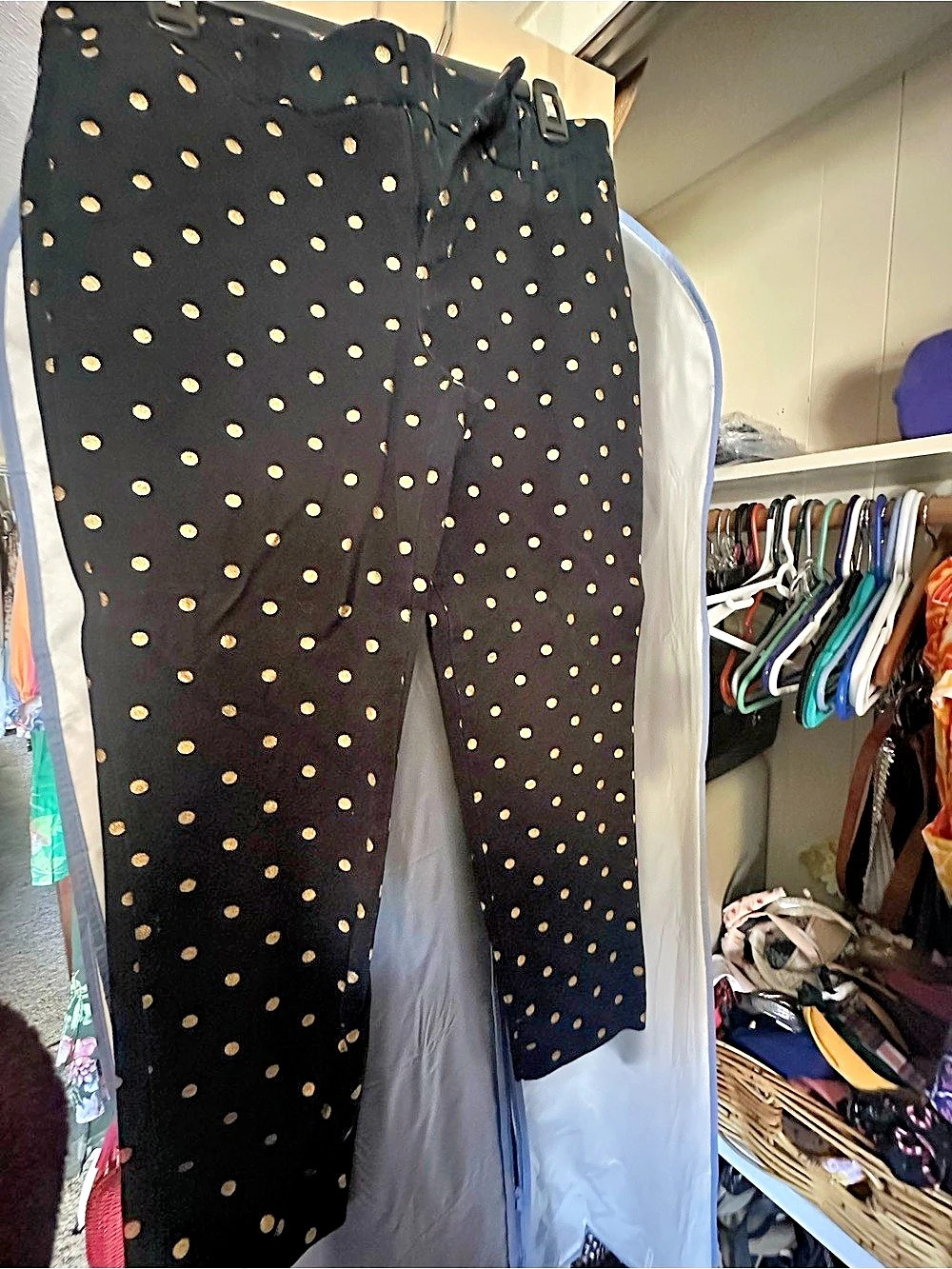 Old Navy Pixie Ankle Pants Polka Dot Black & Gold Size 10